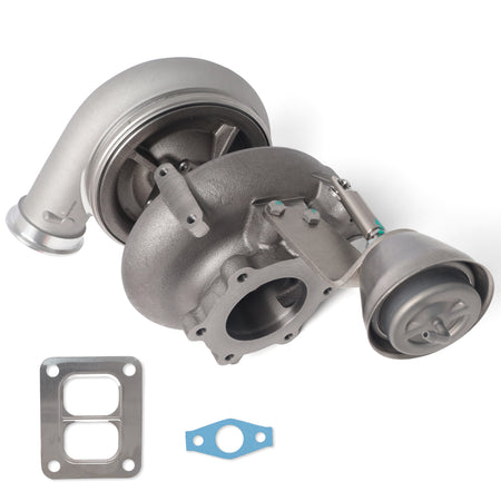 Btscar WLZY-010 complete 14.8L Detroit Diesel DD15 turbocharger assembly with wastegate actuator and gaskets for Freightliner Cascadia.
