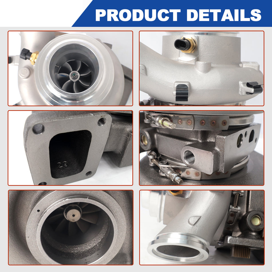 Btscar WLZY-012 HE400VG turbocharger product details showing turbine and housing for Cummins X15 15.0L.