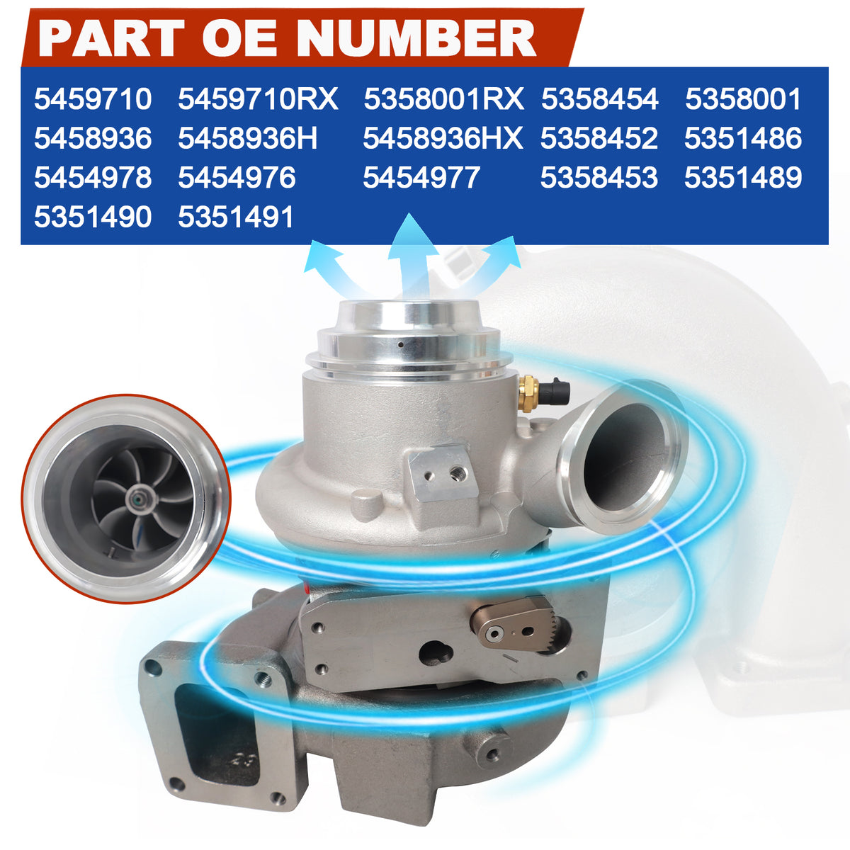 Btscar WLZY-012 HE400VG VGT turbocharger OE part numbers replacement list for Cummins X15 15.0L.