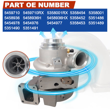 Btscar WLZY-012 HE400VG VGT turbocharger OE part numbers replacement list for Cummins X15 15.0L.