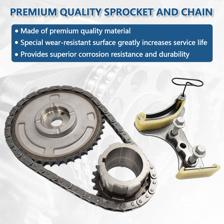 Btscar YBKIT-002 Premium Timing Chain Sprockets and Tensioner for GM LS V8 Engine
