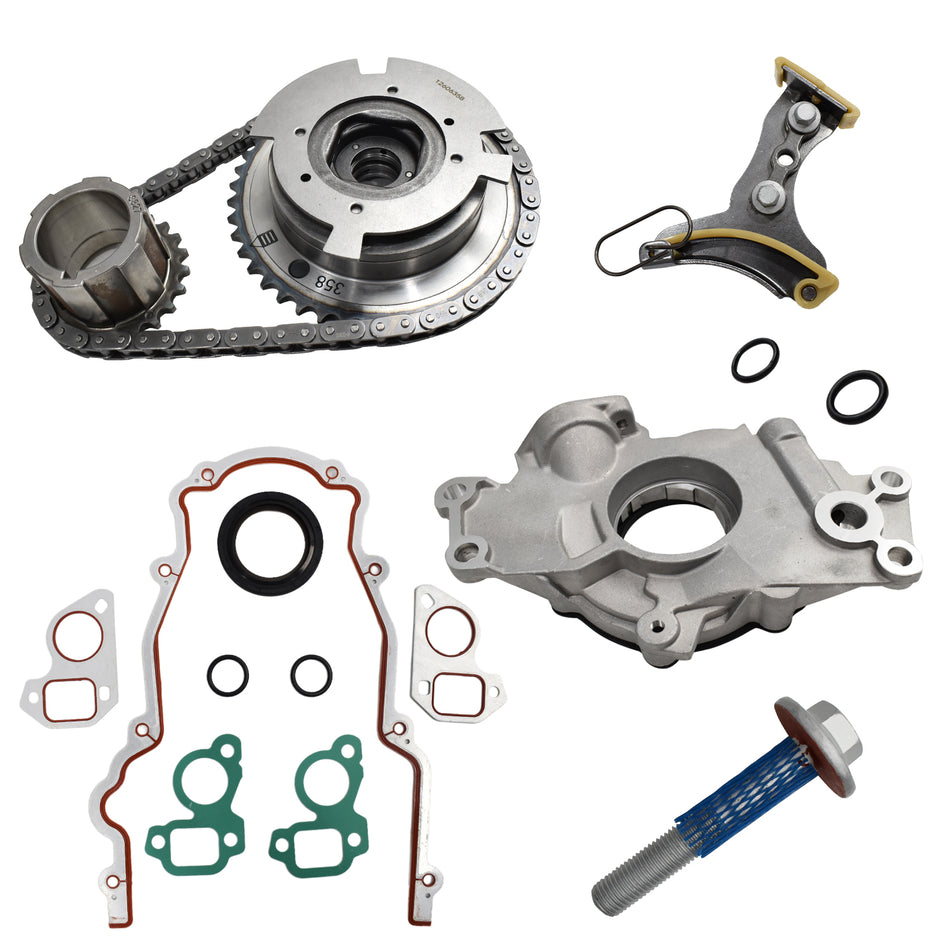 Complete Btscar YBKIT-003 M295 Oil Pump and VVT Timing Chain Kit for GM 5.3L 6.0L 6.2L Engine
