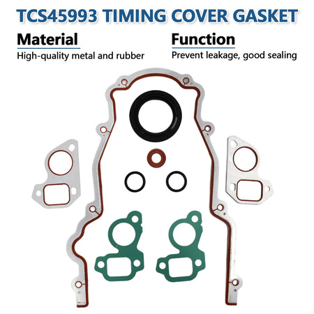 Btscar YBKIT-003 TCS45993 Timing Cover Gasket and Front Main Seal for GM LS VVT V8 Engine