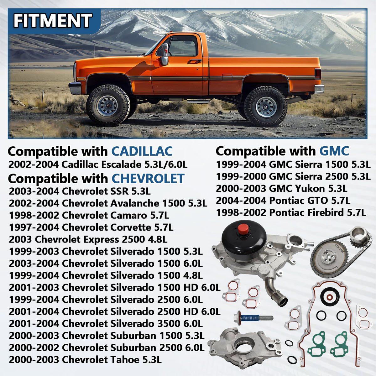 Btscar YBKIT-006 Heavy Duty Timing Chain and Sprockets for GM 5.3L LS V8 Engine Front End Rebuild