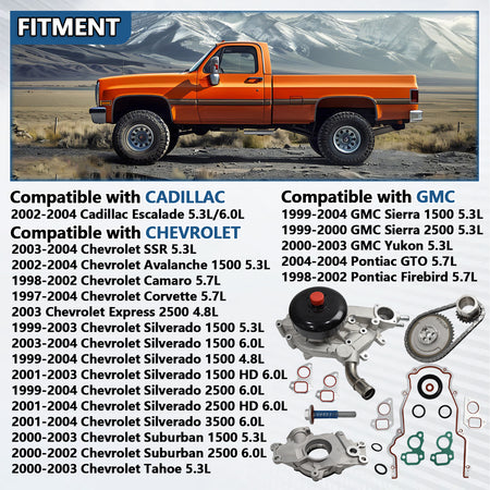 Btscar YBKIT-006 Heavy Duty Timing Chain and Sprockets for GM 5.3L LS V8 Engine Front End Rebuild