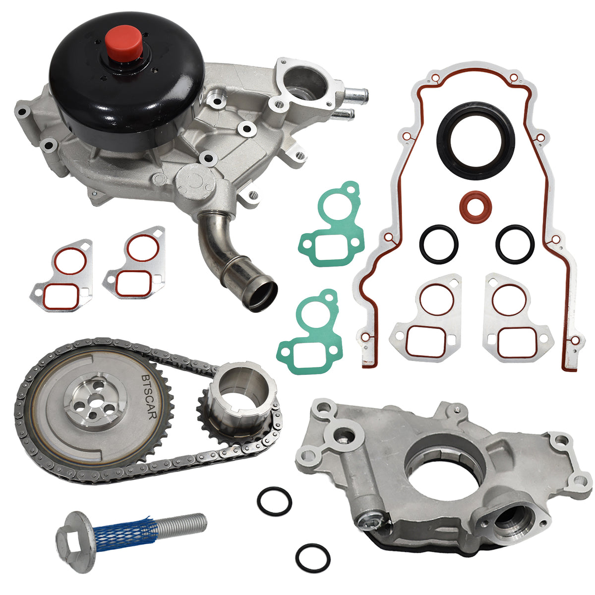 Btscar YBKIT-006 Complete Water Pump Oil Pump and Timing Chain Master Kit for GM LS V8 Engine